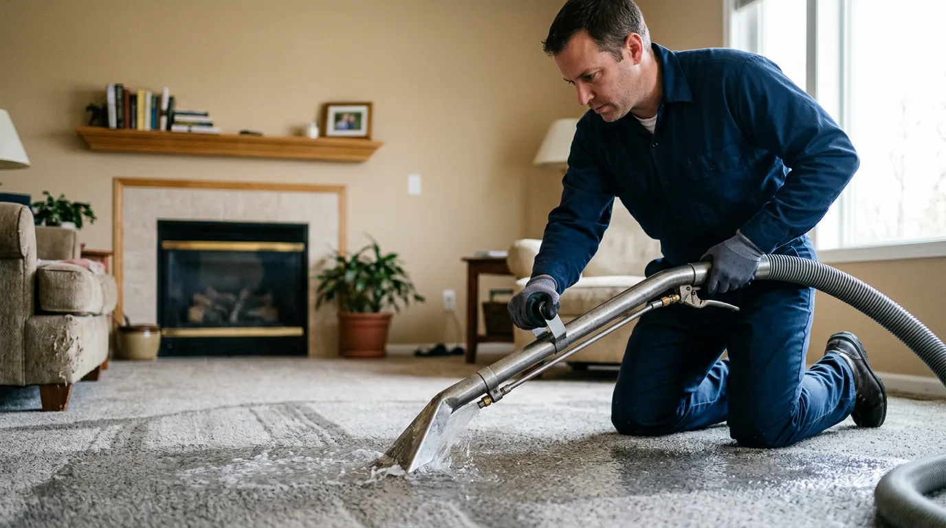 Water damage restoration technician working near Buford, WY